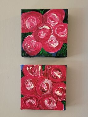 "Stop and Smell the Roses" (2) 6in X 6in Original Artwork By Brea Marie